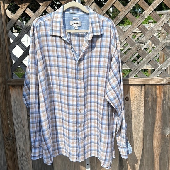 Joseph Abboud Classic Fit Linen Plaid Shirt Size 2X - Picture 1 of 6